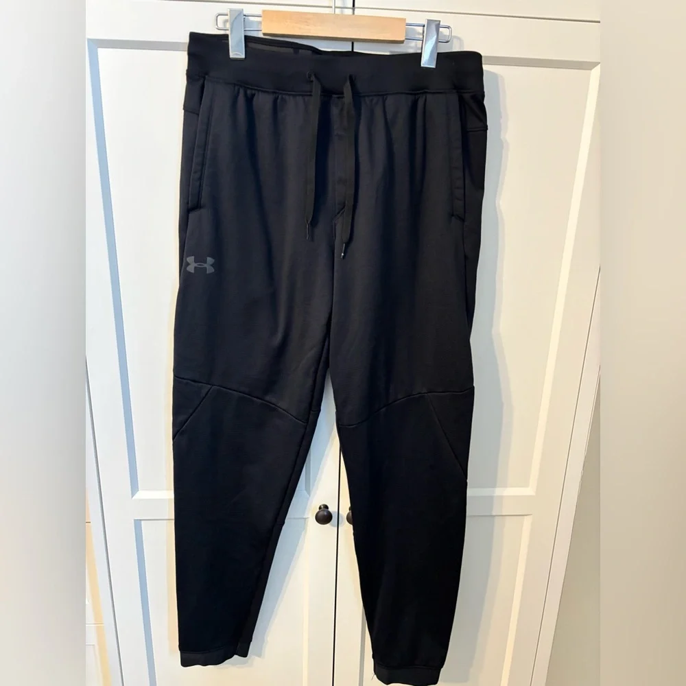 Under Armour ColdGear Black Jogger Sweatpants Size Large Athletic Training Pants - Picture 7 of 8